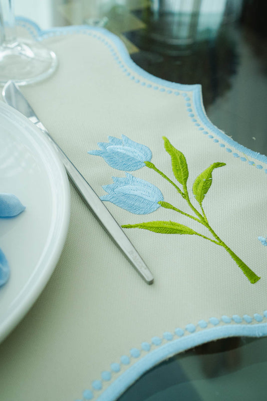 Jogo Americano Tulipa Azul