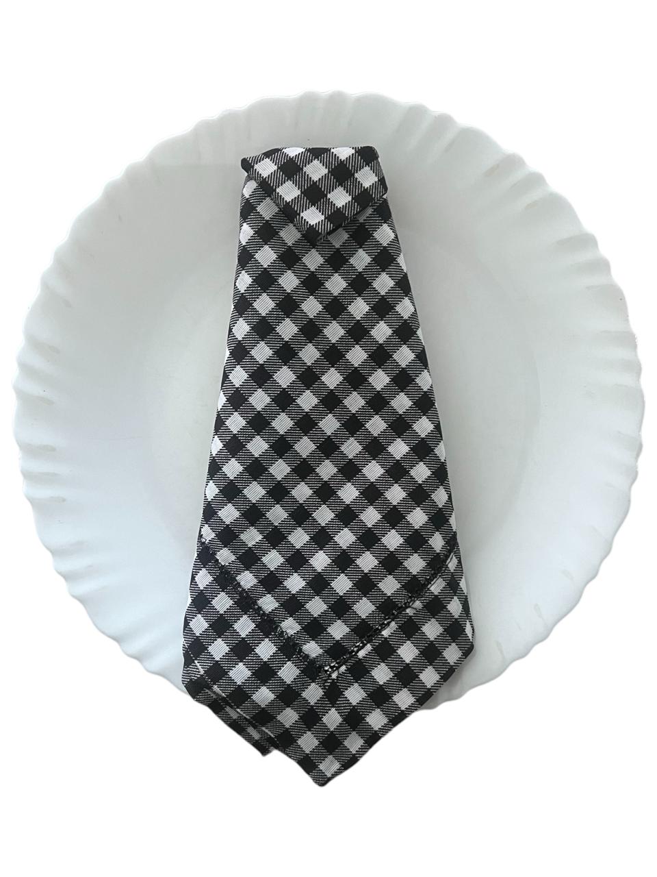 Linen Blend Napkin - Black Check