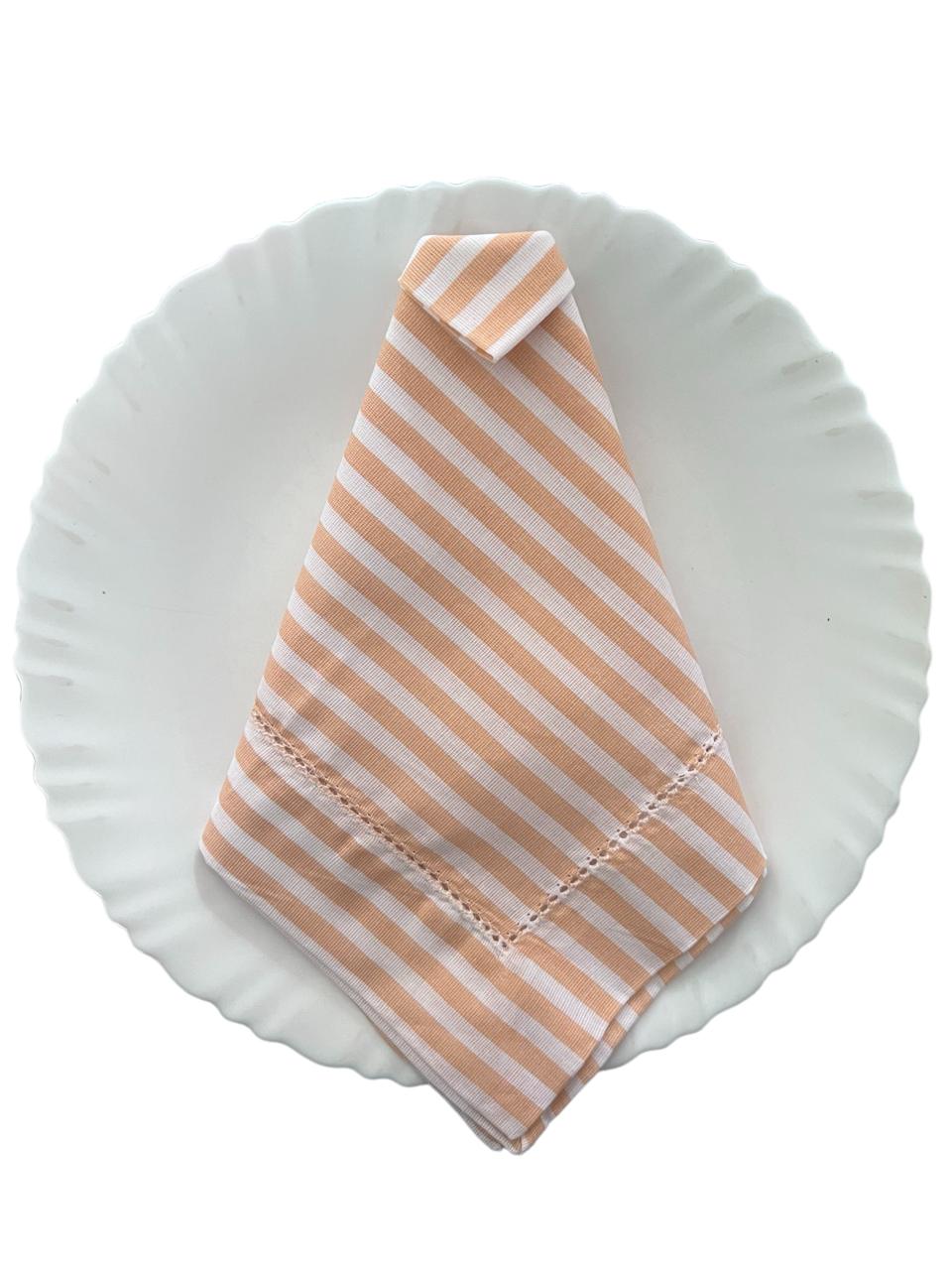 Linen Blend Napkin - Salmon Striped