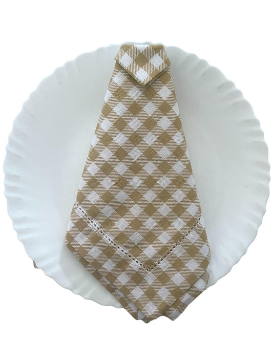 Linen Blend Napkin - Beige Check