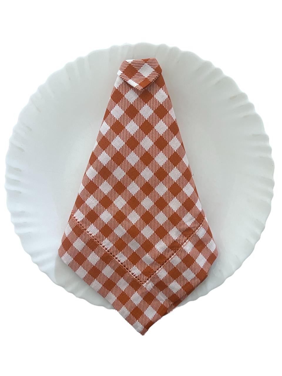 Linen Blend Napkin - Caramel Check