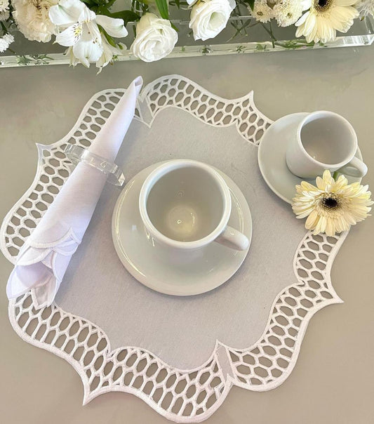 Kit Richelieu - Branco (guardanapo + jogo americano)