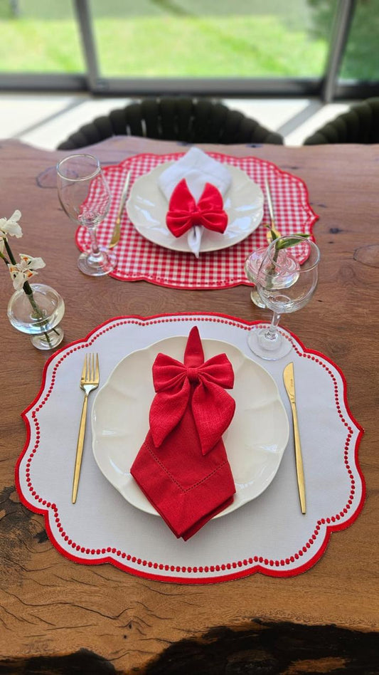 Jogo Americano Xadrez Vermelho