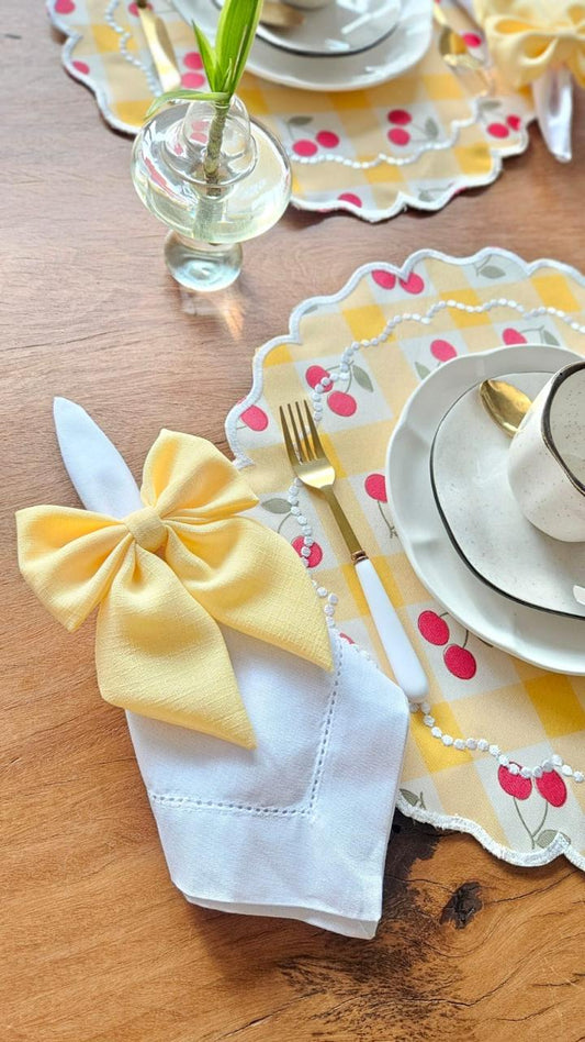 Anel de Guardanapo Laço Amarelo Claro