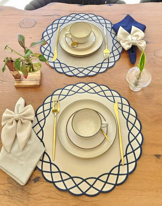 Jogo Americano Trançado Azul Marinho