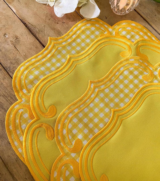 Jogo Americano Xadrez Amarelo