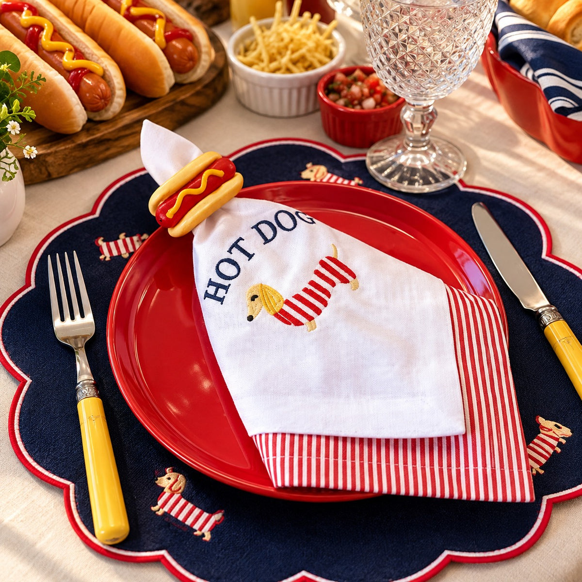 Guardanapo Bordado HOT DOG
