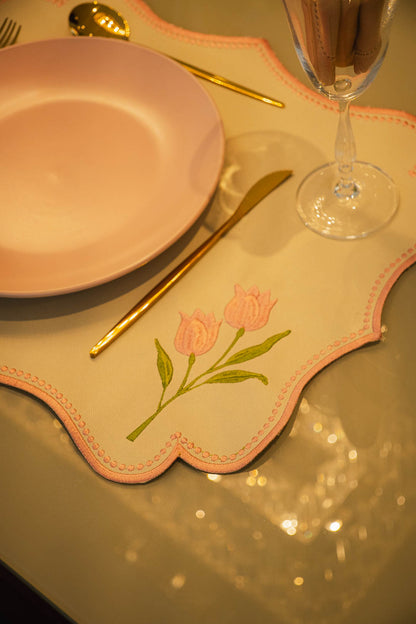 Jogo Americano Tulipa Rosa