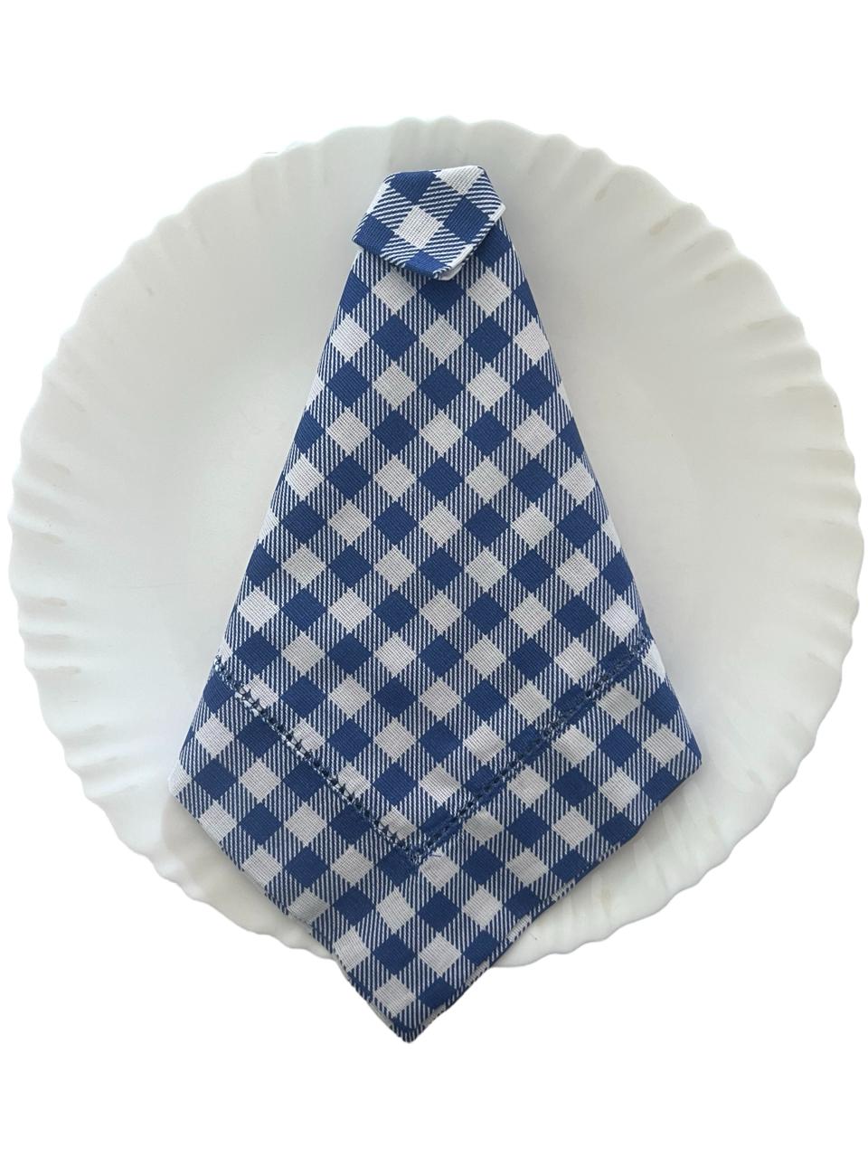 Guardanapo Linho Misto - Xadrez Azul Royal
