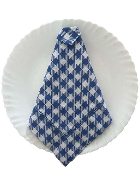 Guardanapo Linho Misto - Xadrez Azul Royal