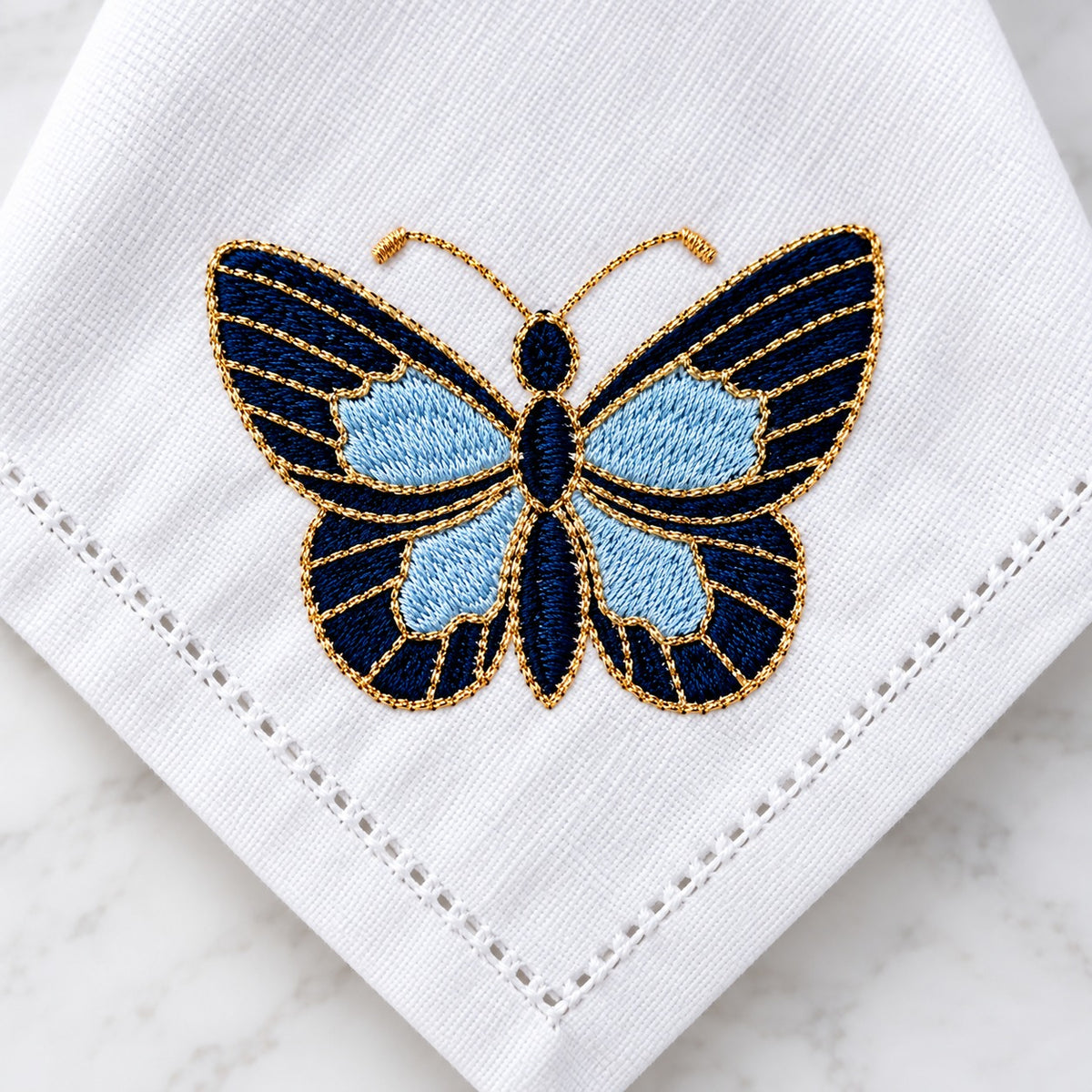 Guardanapo Bordado Borboleta Azul