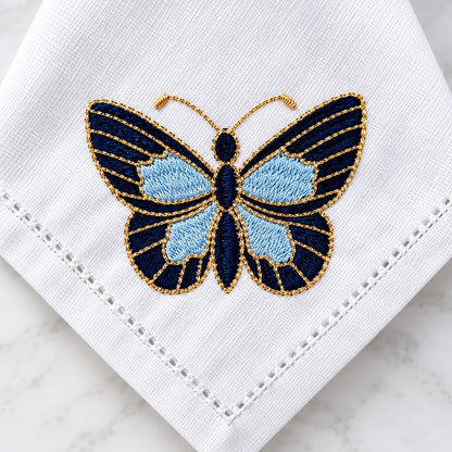 Guardanapo Bordado Borboleta Azul