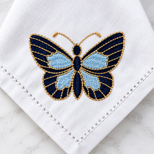 Guardanapo Bordado Borboleta Azul