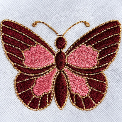 Guardanapo Bordado Borboleta Rosa