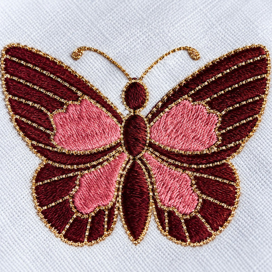 Guardanapo Bordado Borboleta Rosa