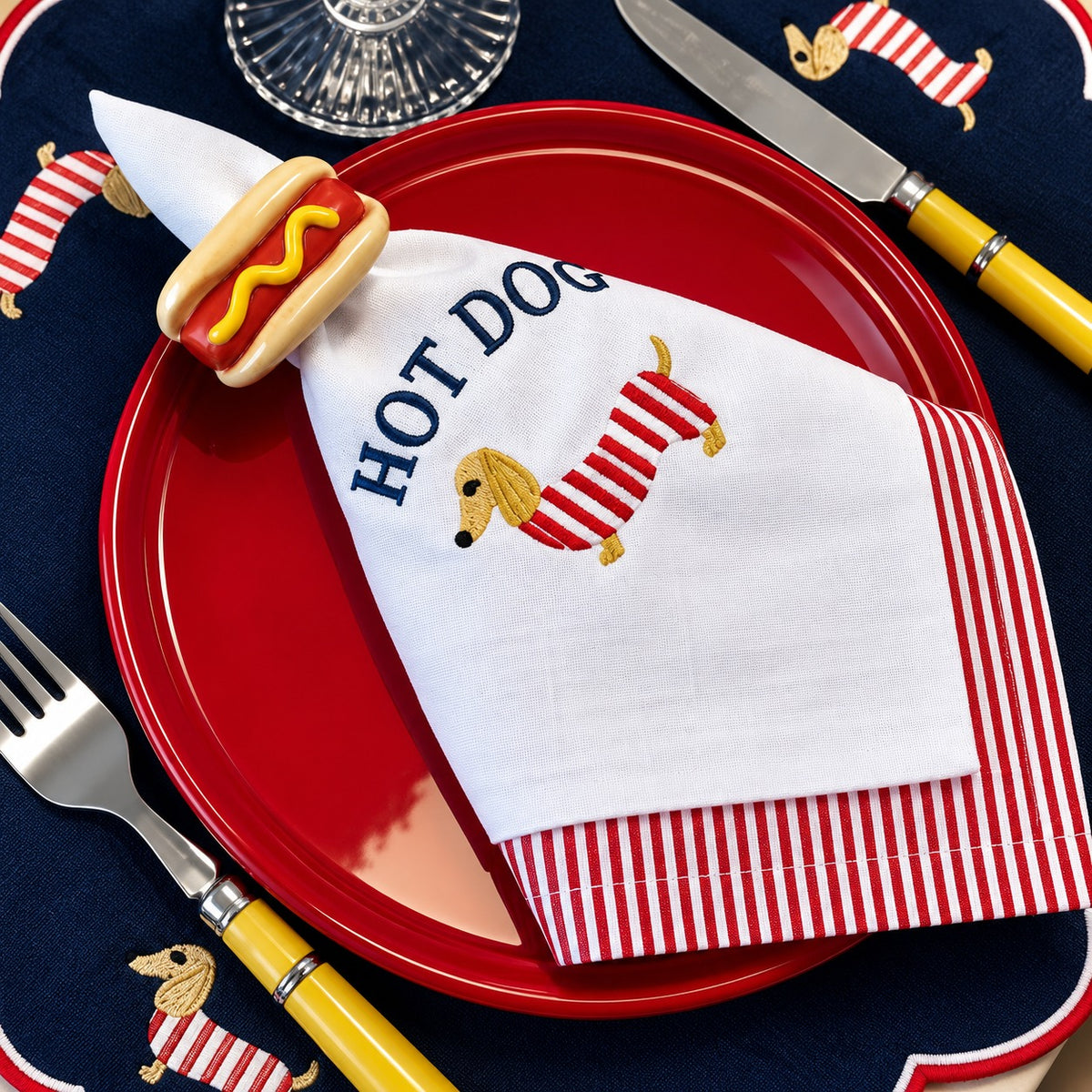 Guardanapo Bordado HOT DOG