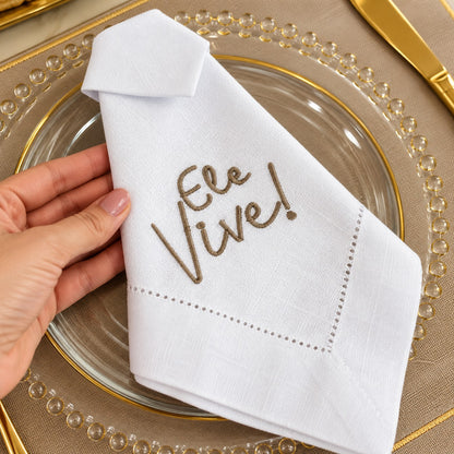 Guardanapo Bordado "Ele Vive"