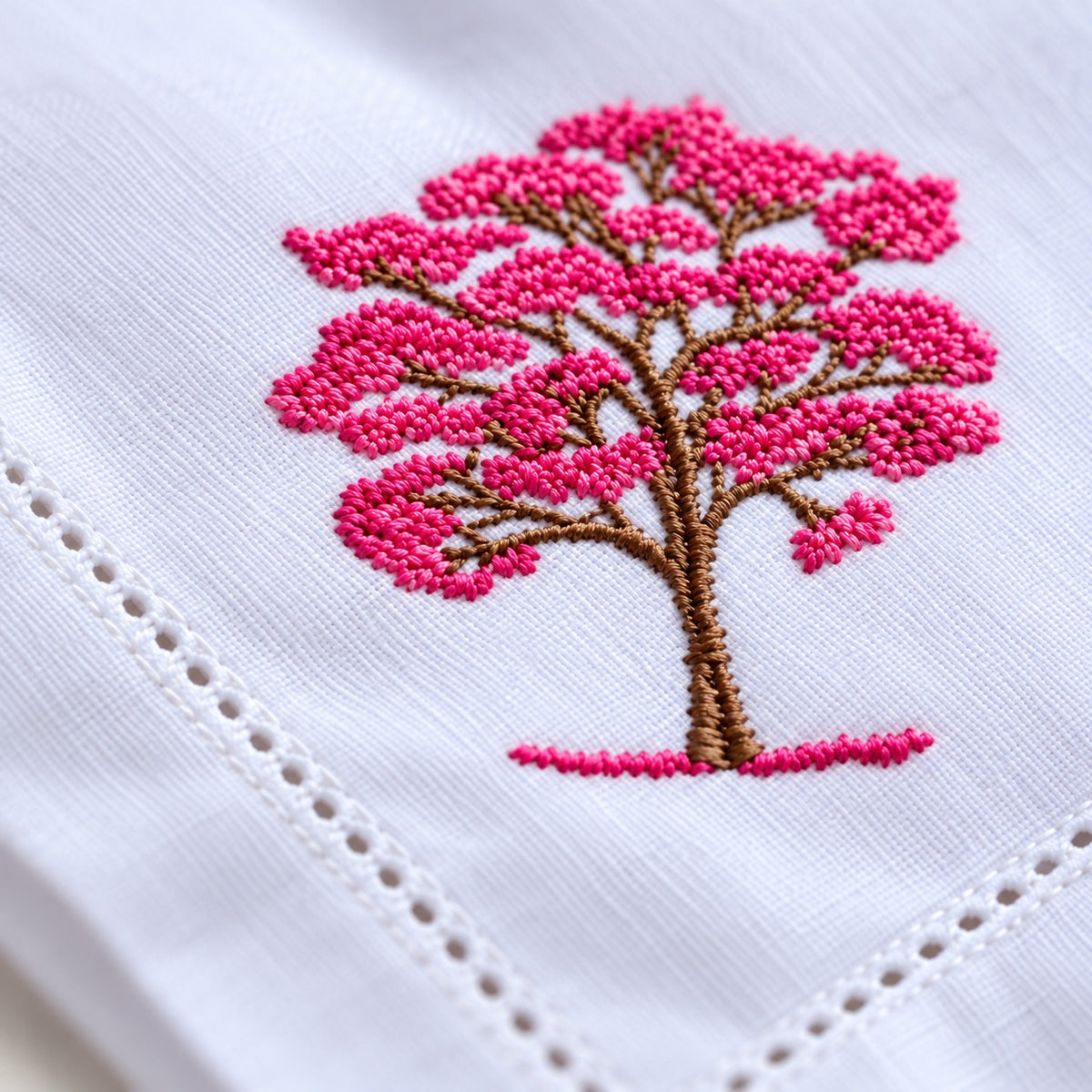 Guardanapo Bordado Ipê Pink