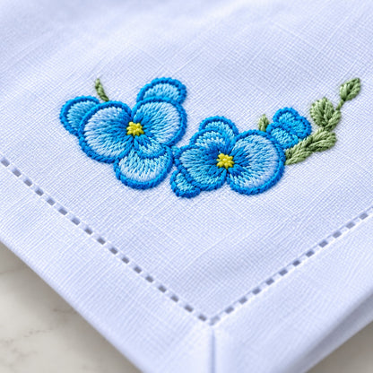 Guardanapo Bordado Orquídea Azul